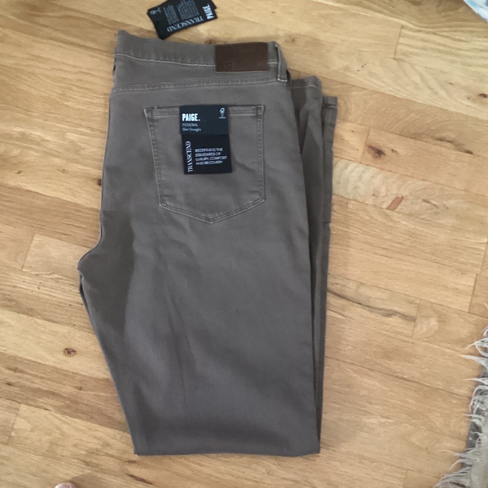 PAIGE Men’s Straight Chinos in Taupe. 38